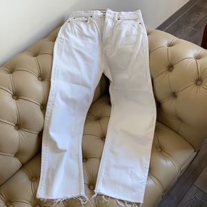 Zara HW Ankle Straight White Jeans